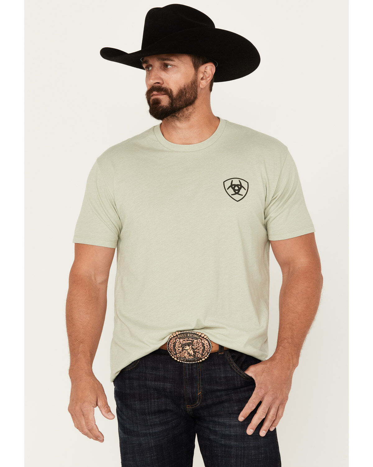 Image #1 - Ariat Men's Retro Striped Logo Short Sleeve Graphic T-Shirt, , hi-res
