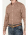 Image #3 - RANK 45® Men's Spur Printed Long Sleeve Button-Down Stretch Western Shirt , Pecan, hi-res