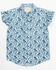 Shyanne Toddler Girls' Paisley Print Short Sleeve Western Snap Shirt, Royal Blue, hi-res