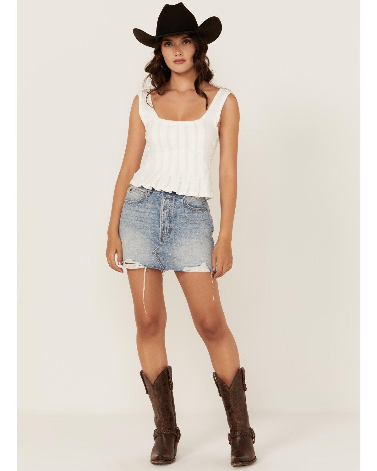 Cello Women's Medium Wash Mid Rise Denim Mini Skirt, Medium Wash, hi-res