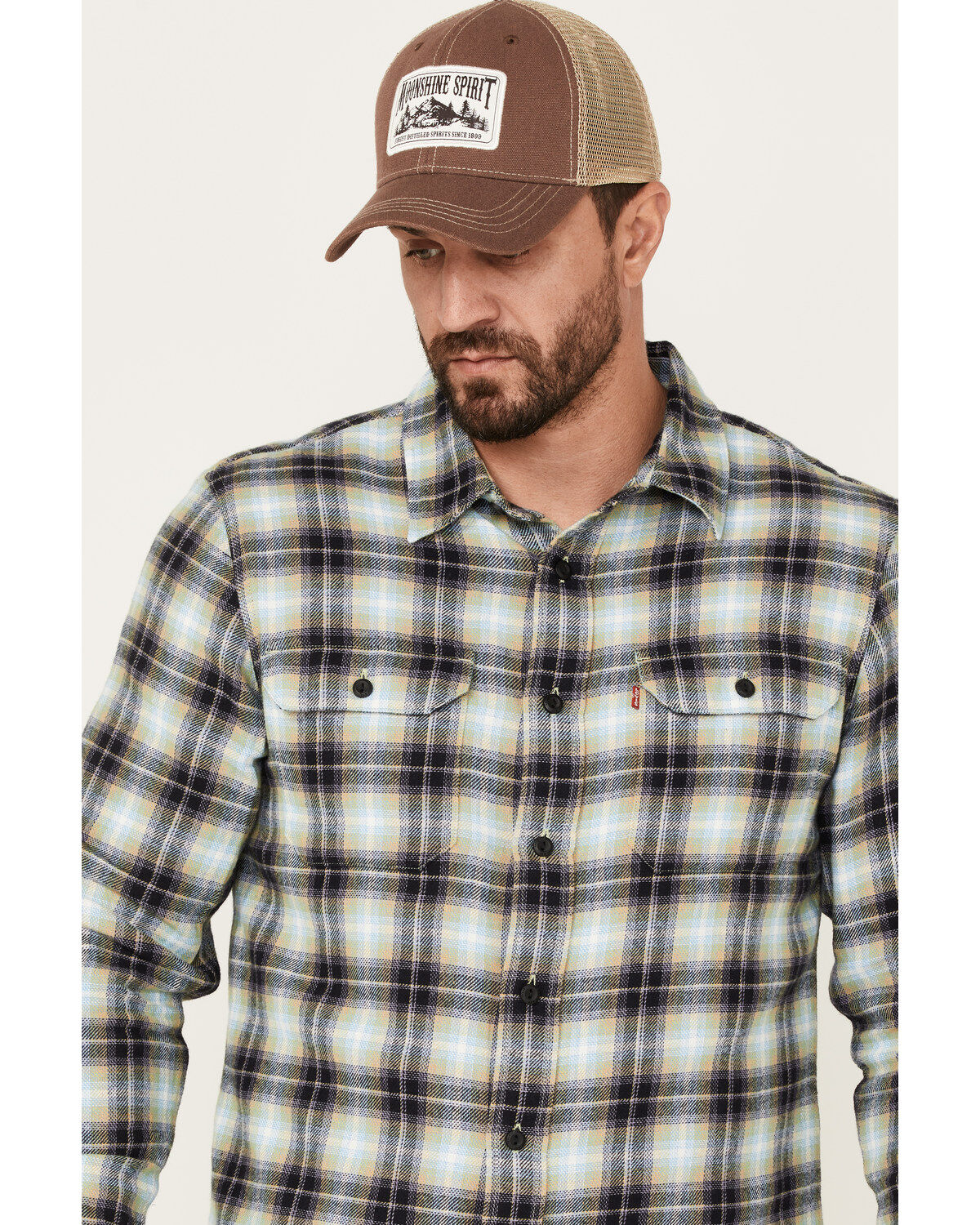 Image #2 - Levi's Men's Classic Worker Plaid Long Sleeve Button-Down Shirt, Olive, hi-res