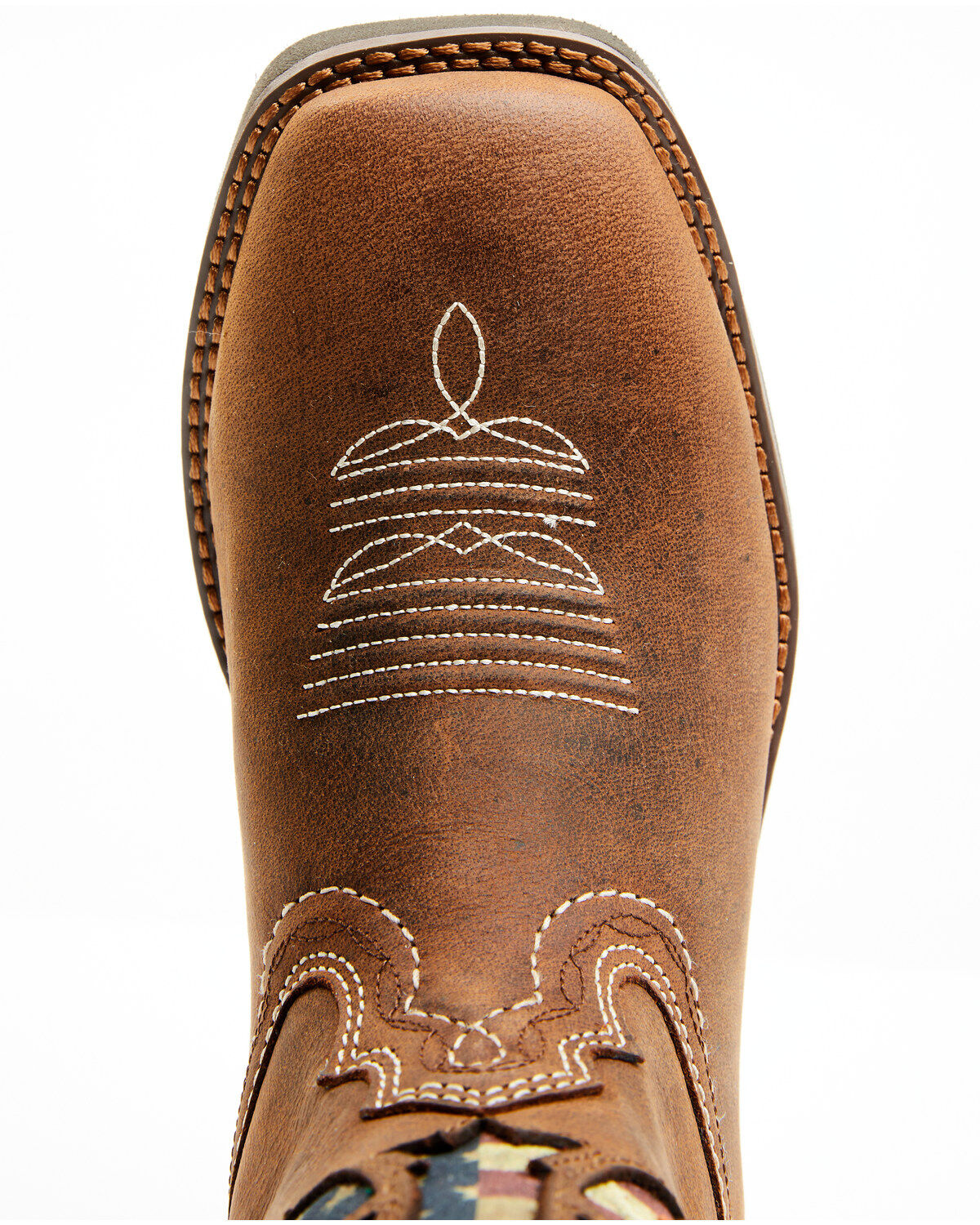 Image #6 - RANK 45® Women's Inspired Stars and Stripes Inlay Shaft Performance Leather Western Boots - Broad Square Toe, Brown, hi-res