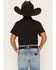Image #4 - Burlebo Boys' Solid Short Sleeve Button-Down Stretch Performance Western Shirt, Black, hi-res