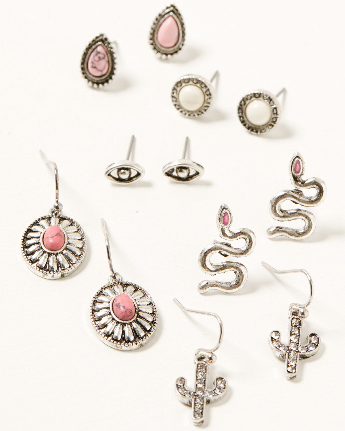 Shyanne Women's Snake And Stone Earring Set, Pink, hi-res
