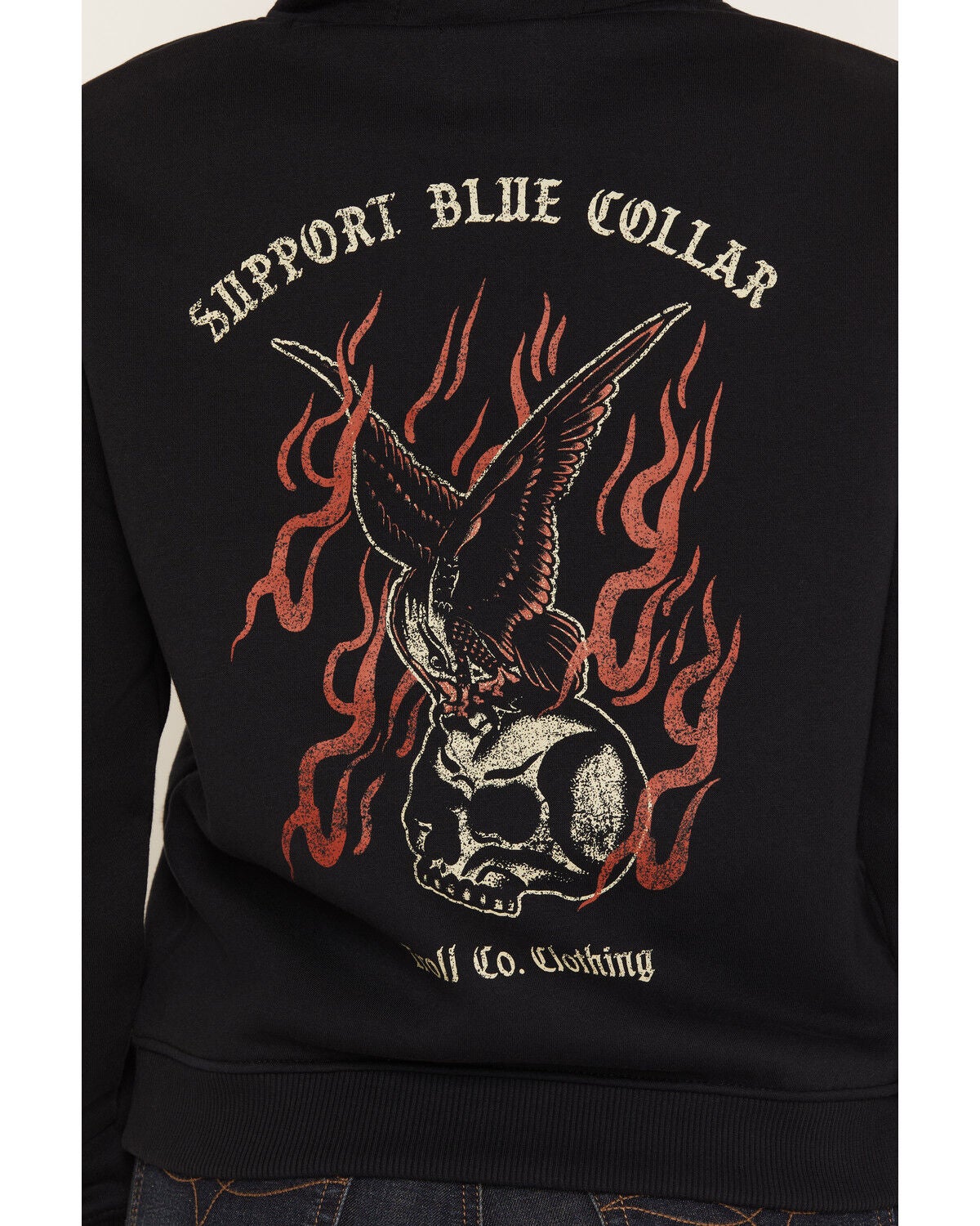 Image #4 - Troll Co Women's Burning Graphic Work Hoodie, Black, hi-res