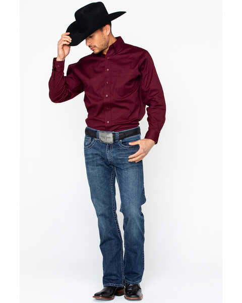 Image #6 - Panhandle Men's Solid Stretch Poplin Long Sleeve Western Shirt , , hi-res