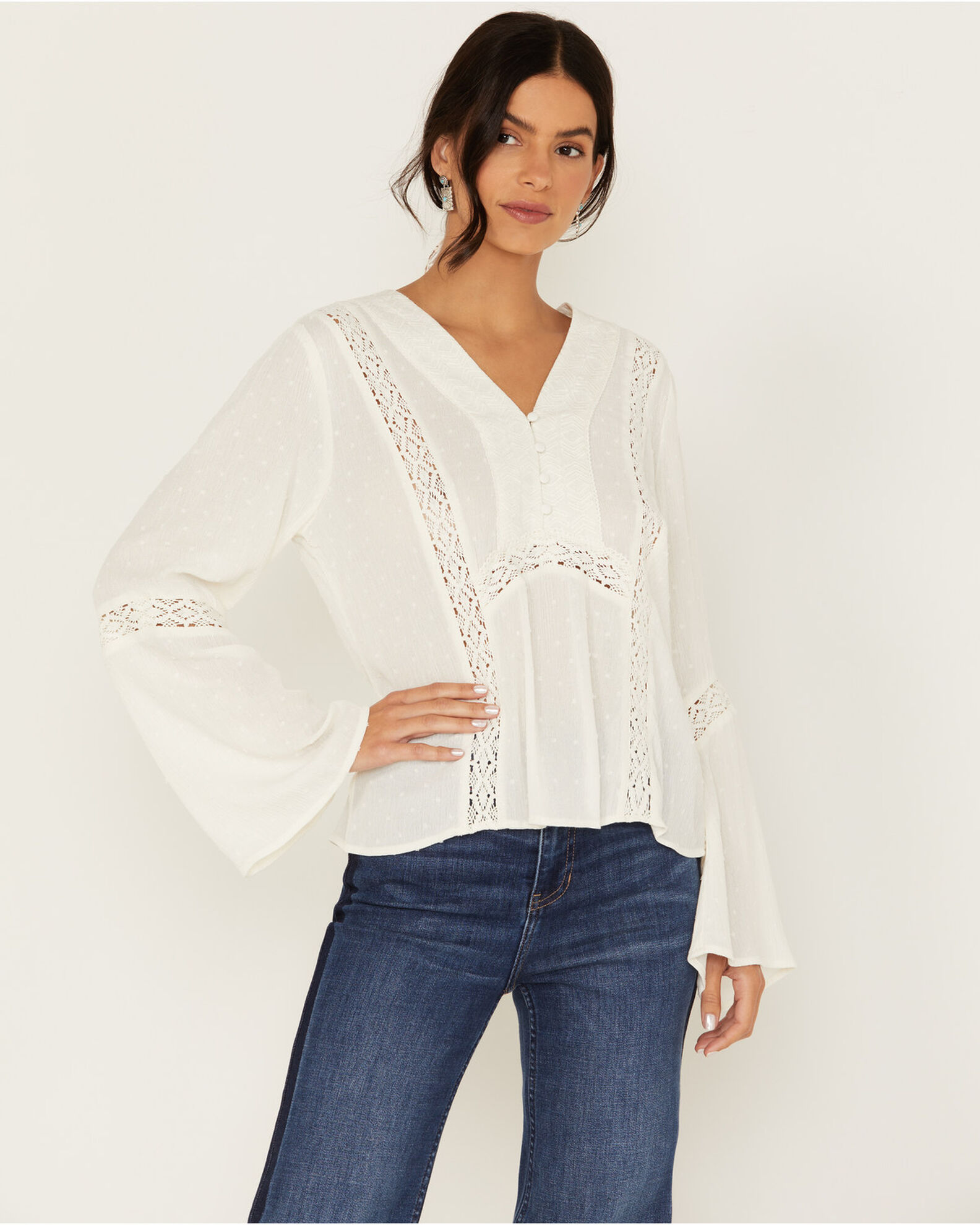 Idyllwind Women's Memphis Bell Sleeve Crochet Top