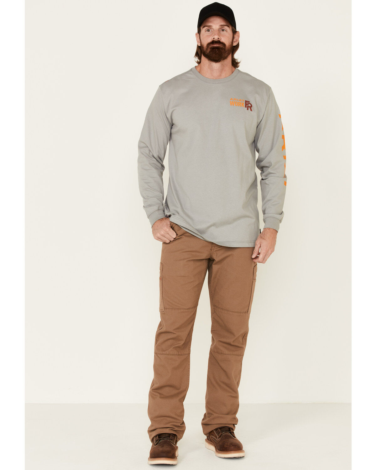 Image #2 - Ariat Men's FR Logo Crew Neck Long Sleeve Shirt, , hi-res