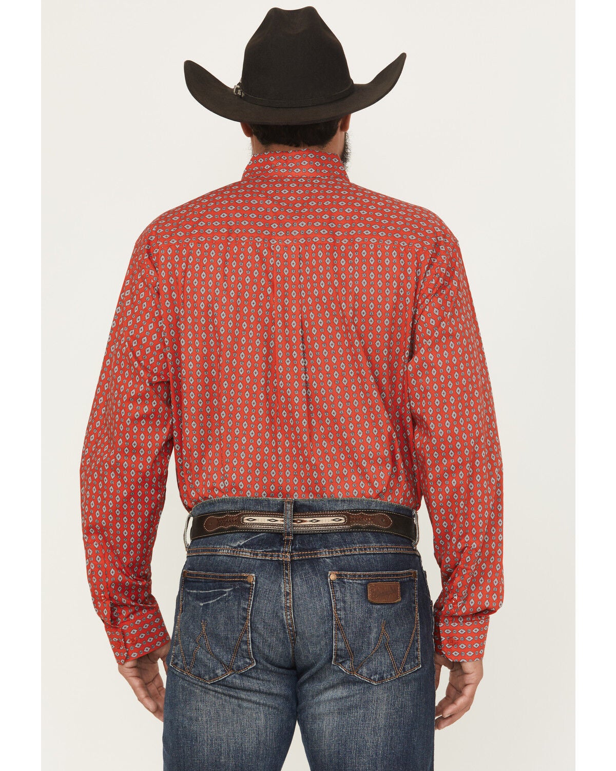 Image #4 - Cinch Men's Geo Print Long Sleeve Button-Down Stretch Western Shirt, Red, hi-res