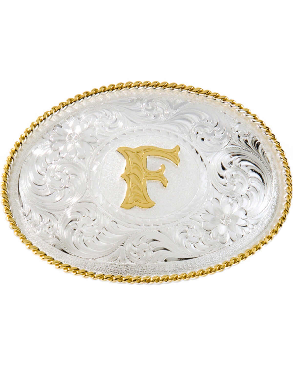 Montana Silversmiths Initial "F" Belt Buckle, Silver, hi-res