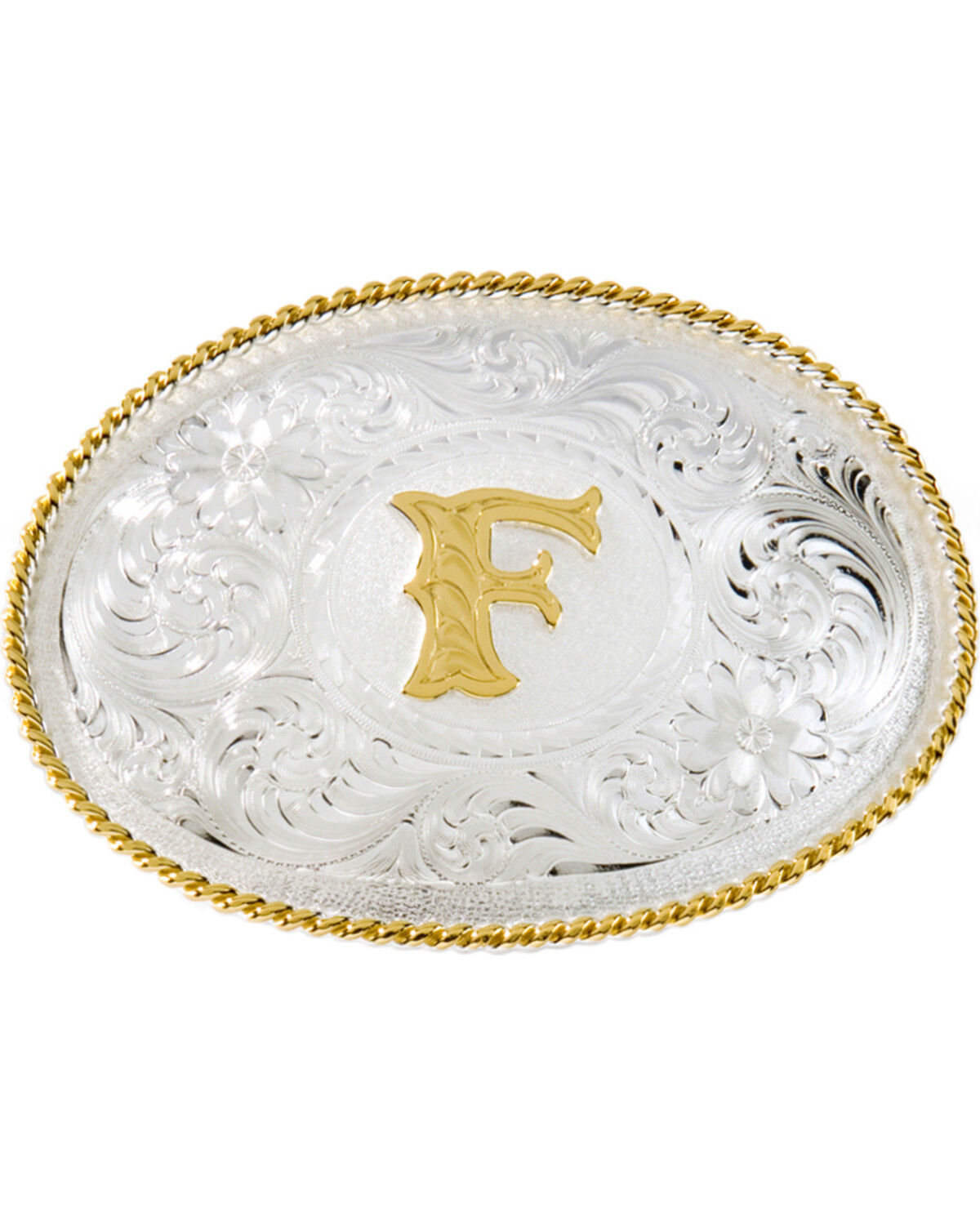 Image #1 - Montana Silversmiths Initial "F" Buckle, Silver, hi-res
