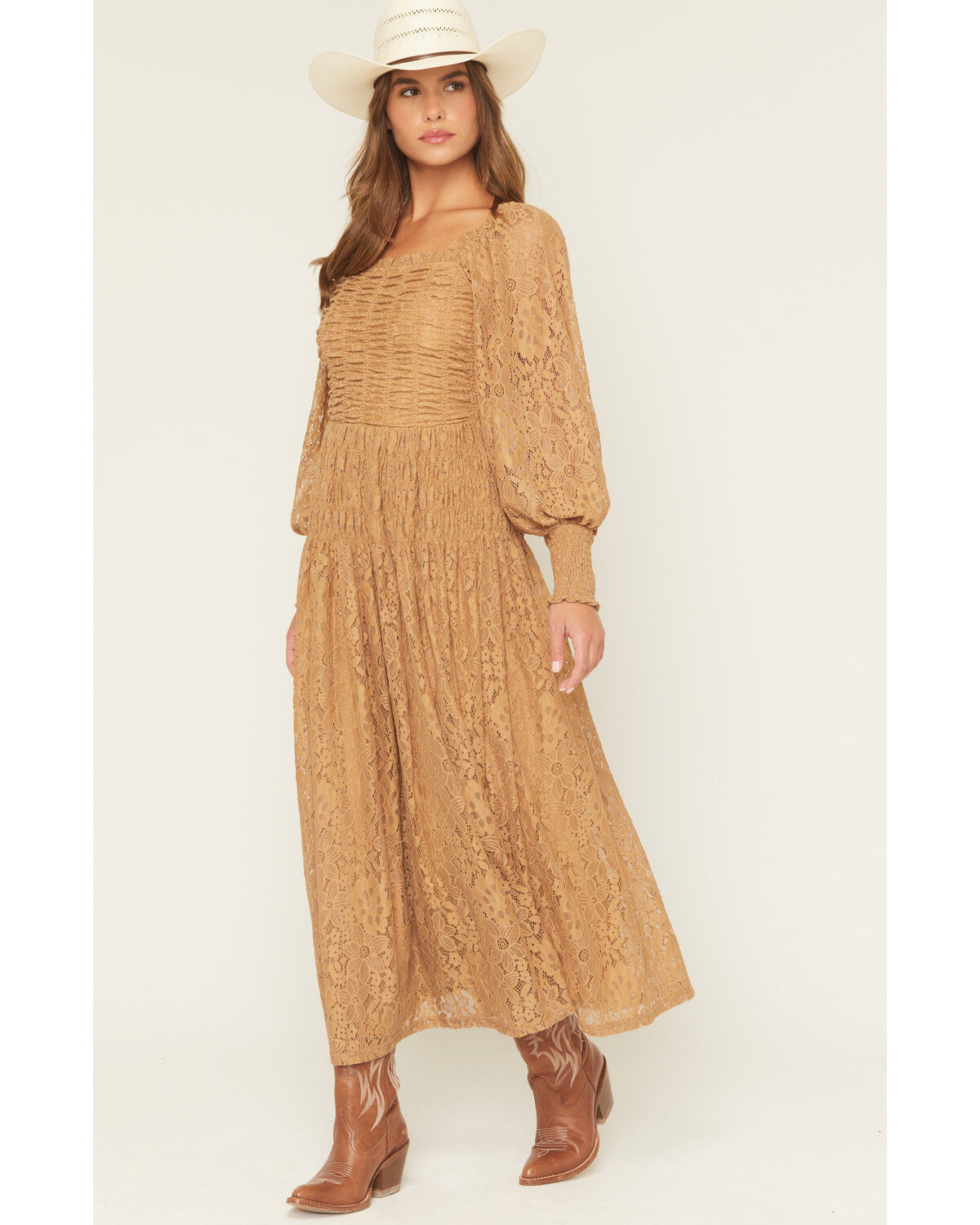 Product Name:  Listicle Women's Lace Long Sleeve Midi Dress
