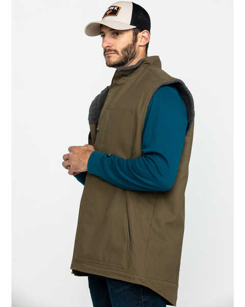Image #3 - Hawx Men's Olive Canvas Sherpa Lined Work Vest - Tall , , hi-res