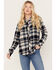 Idyllwind Women's Plaid Print Long Sleeve Woodlands Feather Western Snap Shirt, Slate, hi-res