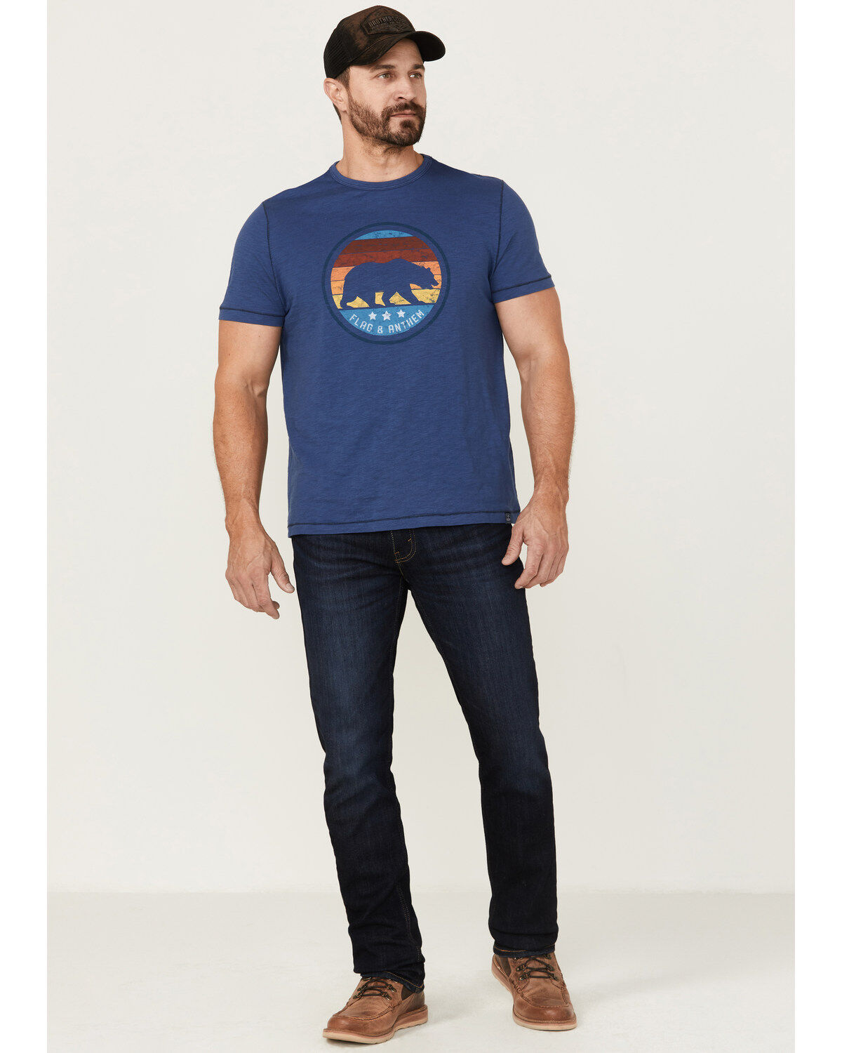 Image #2 - Flag & Anthem Men's Bear Stripes Medium Circle Graphic T-Shirt, Medium Blue, hi-res