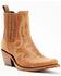 Liberty Black Women's Simone Classic Embroidered Pull On Fashion Booties - Snip Toe , Tan, hi-res