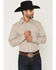 Image #1 - Gibson Trading Co Men's Arrowline Geo Stripe Print Long Sleeve Button-Down Western Shirt - Big, White, hi-res
