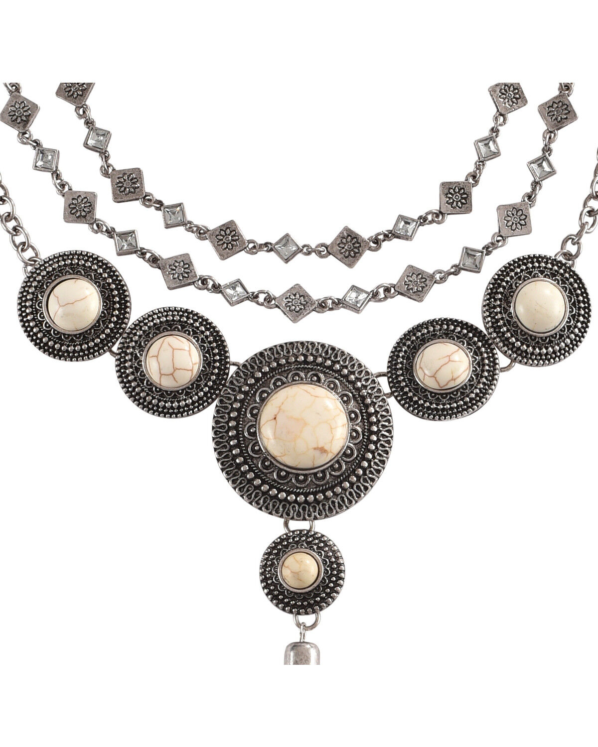 Image #2 - Shyanne Women's Concho Layered Tassel Necklace, Silver, hi-res