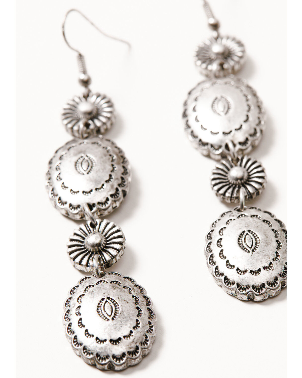 Image #2 - Shyanne Women's Shiloh Ridge Concho Earrings, Silver, hi-res