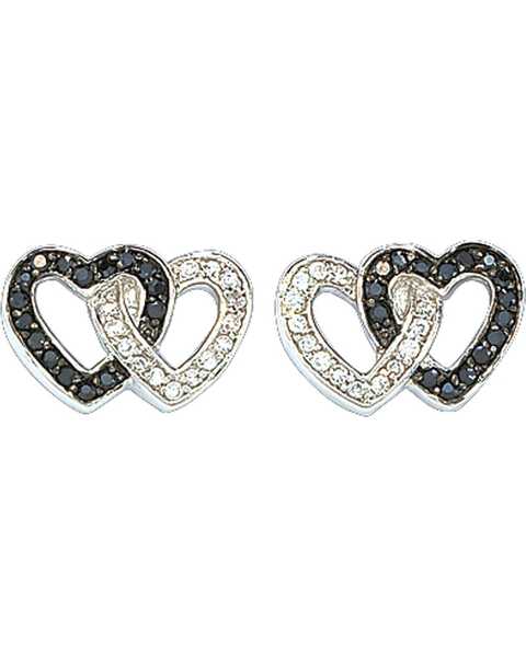 Montana Silversmiths Women's Crystal Double Heart Earrings, Silver, hi-res