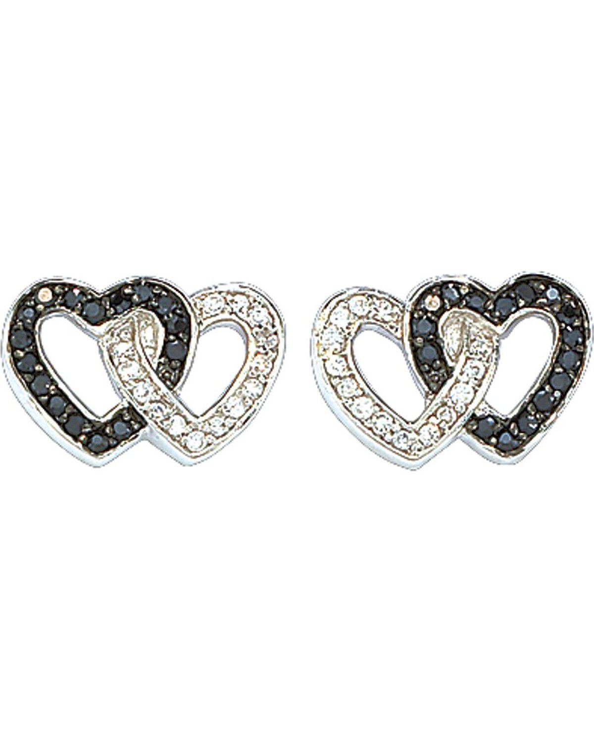 Image #1 - Montana Silversmiths Women's Crystal Double Heart Earrings, Silver, hi-res