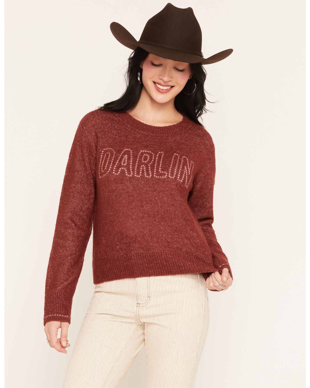 Image #1 - White Crow Women's Darlin Stitch Sweater, Burgundy, hi-res