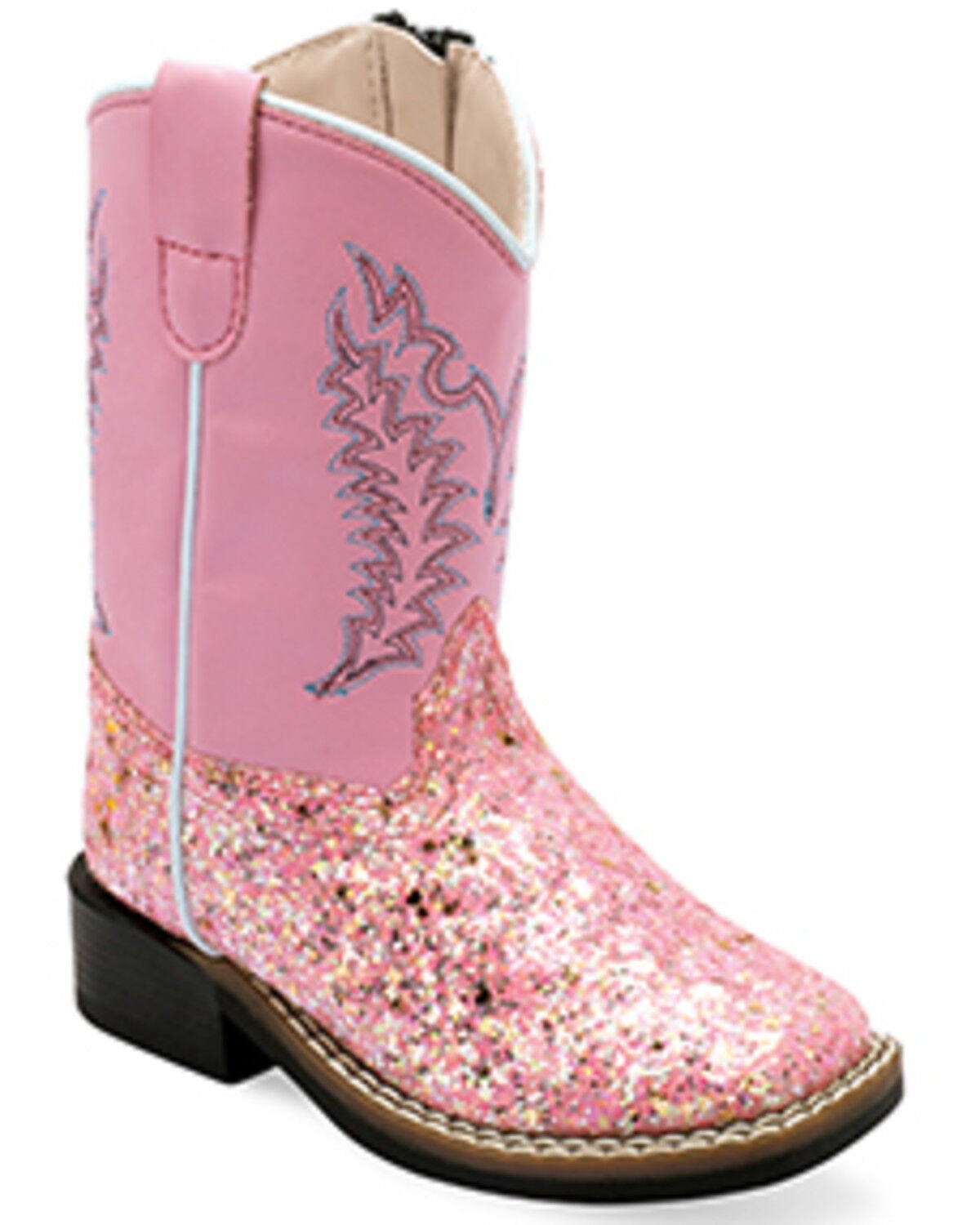 Old West Toddler Girls' Glitter Western Boots - Broad Square Toe, Pink, hi-res