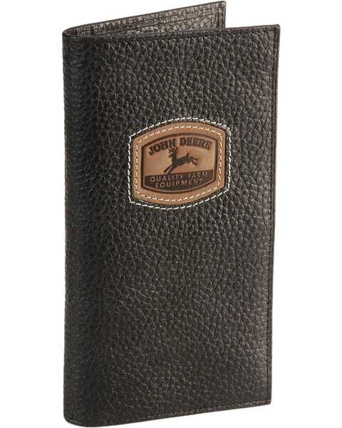 John Deere Leather Checkbook, Black, hi-res