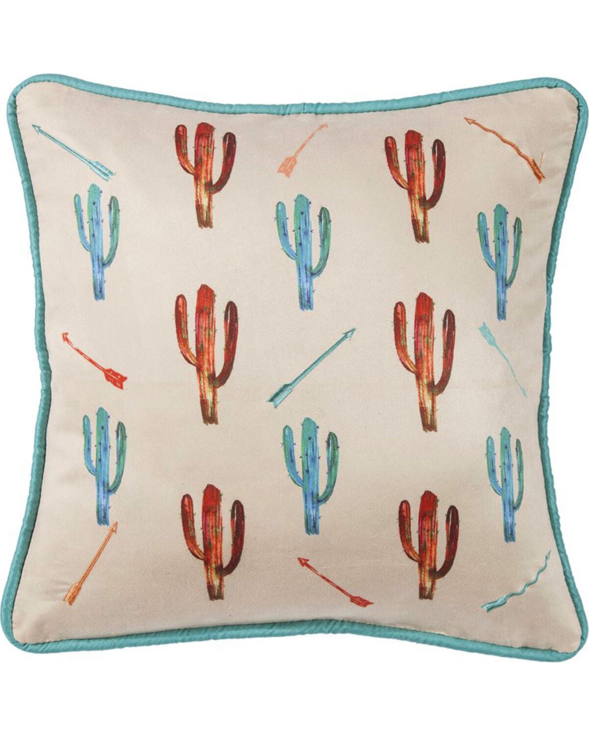 HiEnd Accents Cactus Embroidered Pillow, Cream, hi-res