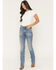 Image #1 - Wrangler Women's Dark Wash Mid Rise Bootcut Stretch Denim Jeans, Dark Wash, hi-res