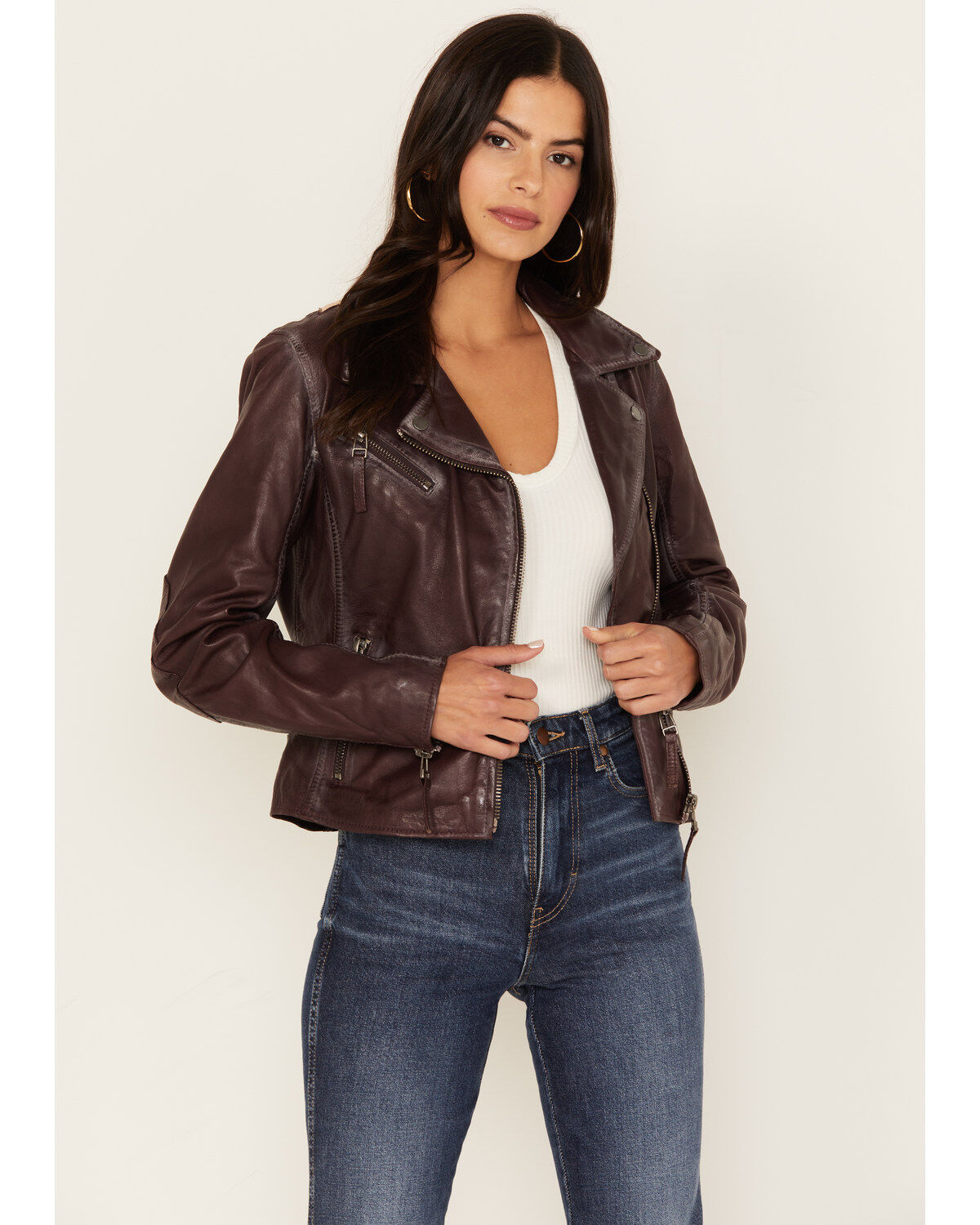 Image #4 - Mauritius Women's Christy Scatter Star Leather Jacket, Burgundy, hi-res