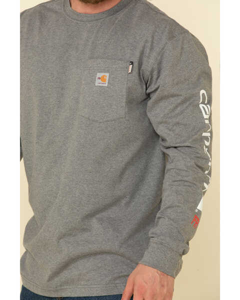 Image #5 - Carhartt Men's M-FR Midweight Signature Logo Long Sleeve Work Shirt, Grey, hi-res
