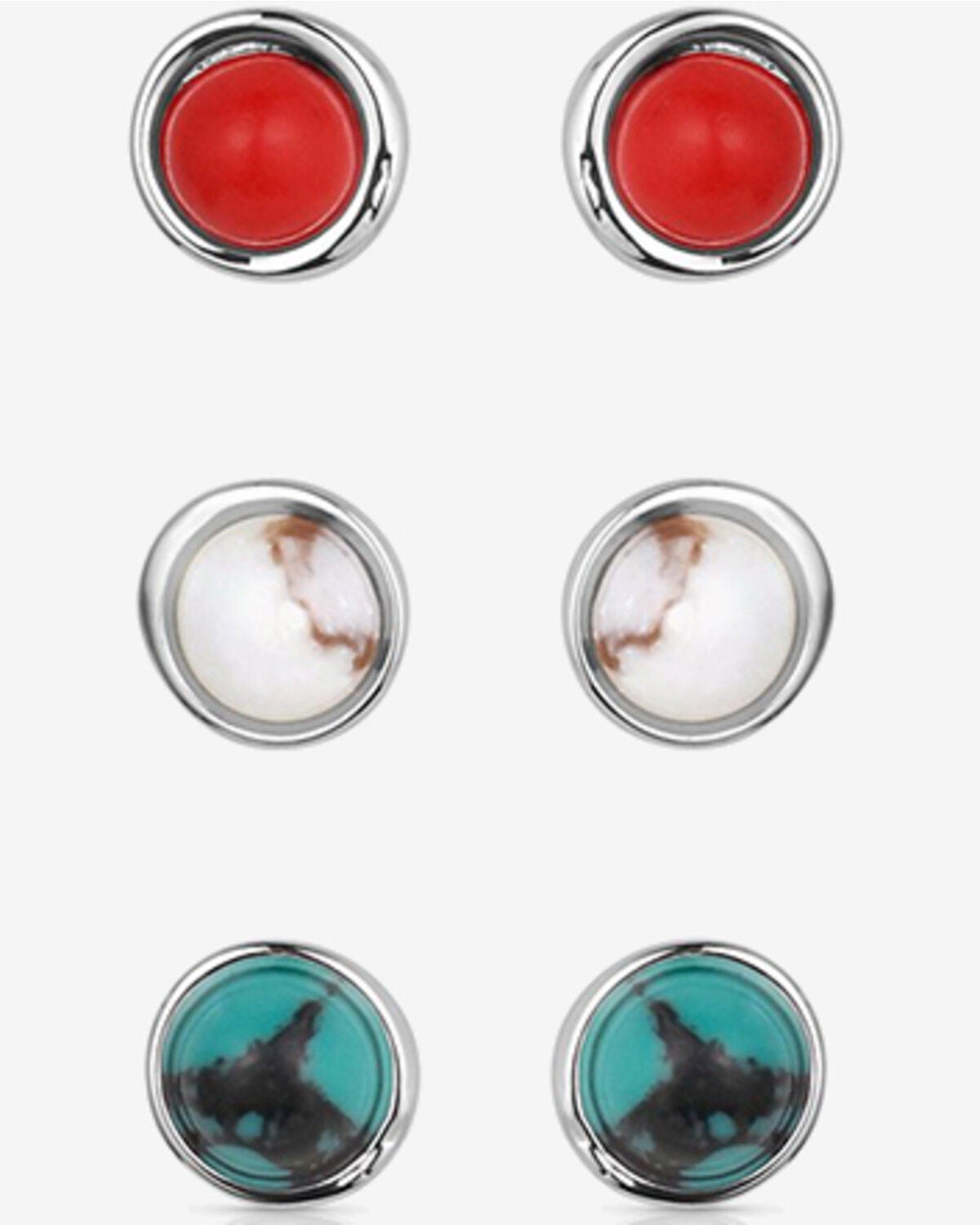 Image #1 - Montana Silversmiths Women's Patriotic Post Earring Set - 3 Piece, Multi, hi-res