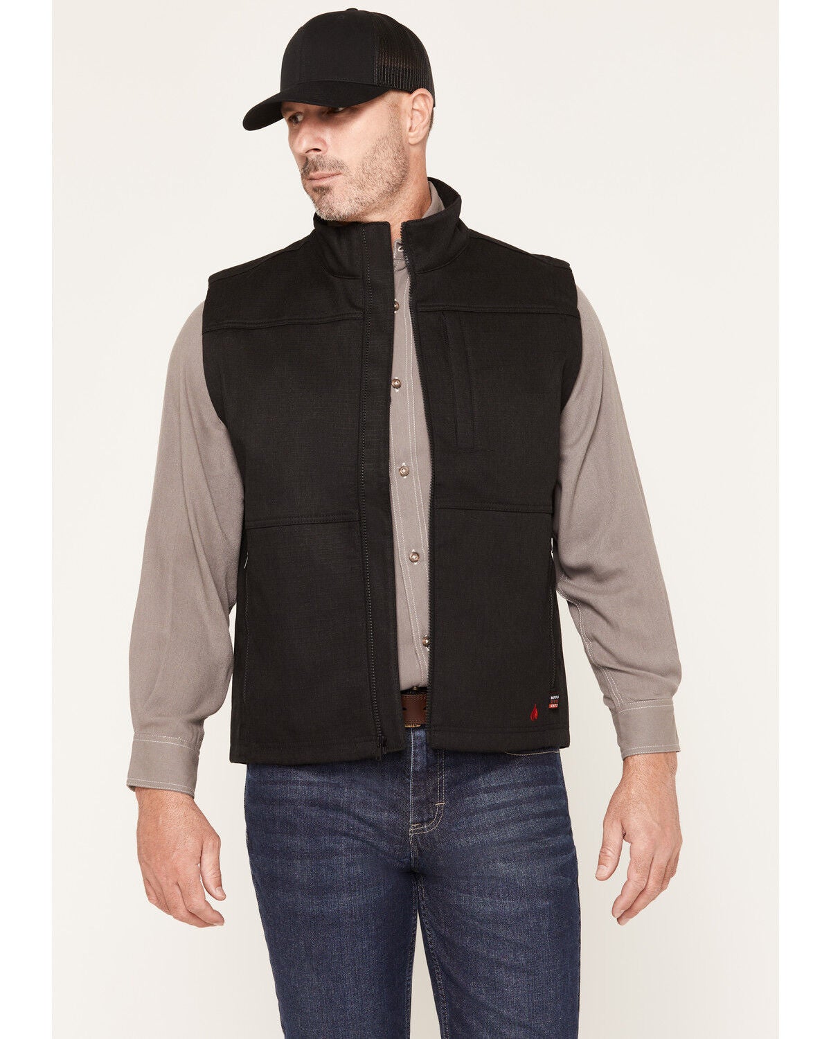 Forge Workwear Men's FR Ripstop Softshell Vest, Black, hi-res