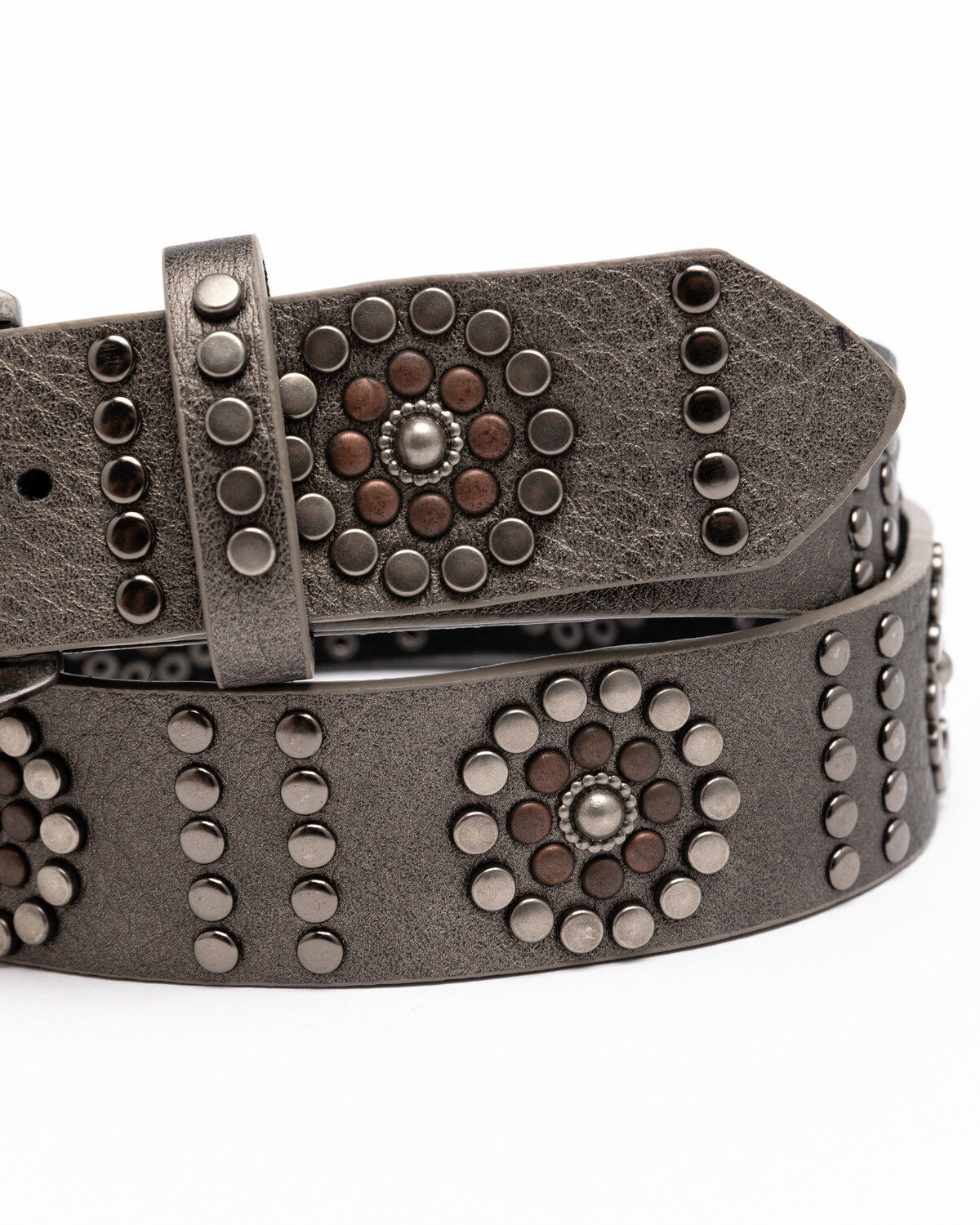 Image #4 - Shyanne Women's Floral Studded Pewter Belt, , hi-res