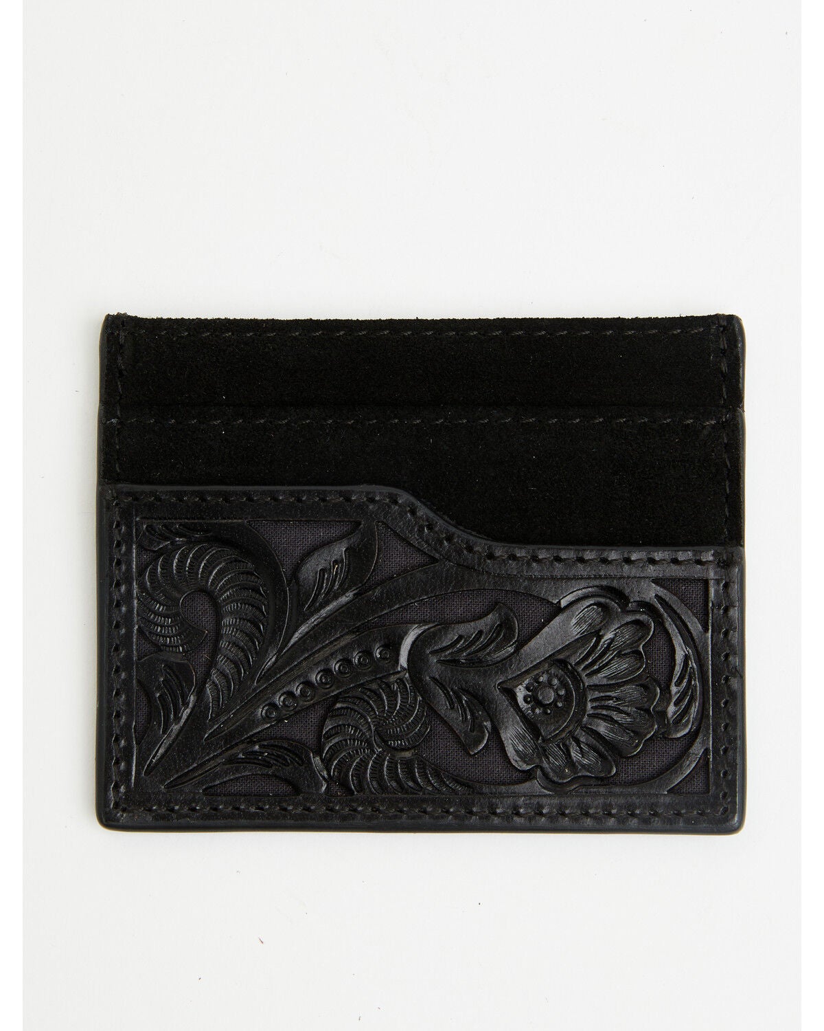 Shyanne Women's Palmer Tooled Leather Credit Card Wallet, Black, hi-res