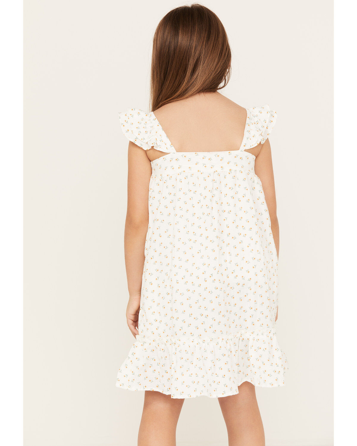 Image #4 - Hayden Girls' Ditsy Floral Print Sleeveless Shift Mini Dress, White, hi-res