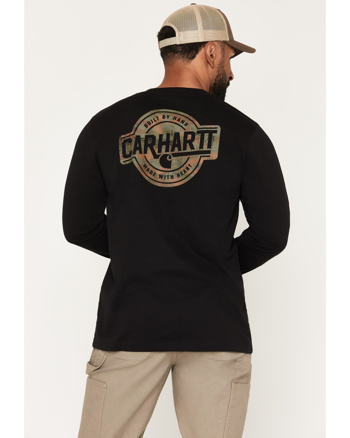 Image #1 - Carhartt Men's Camo Badge Long Sleeve Graphic Work T-Shirt, Black, hi-res