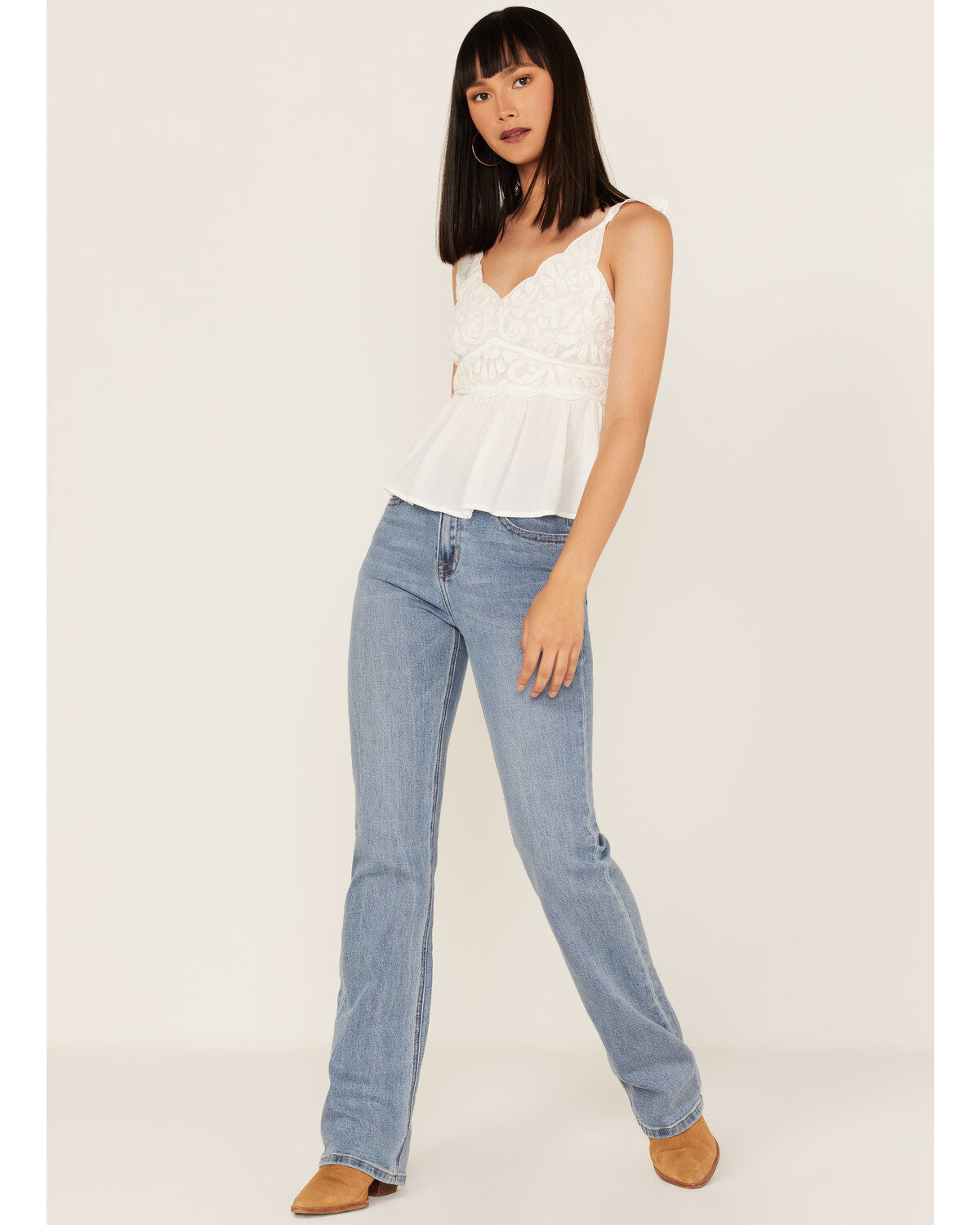 Image #2 - Shyanne Women's Flutter Sleeve Tank, White, hi-res