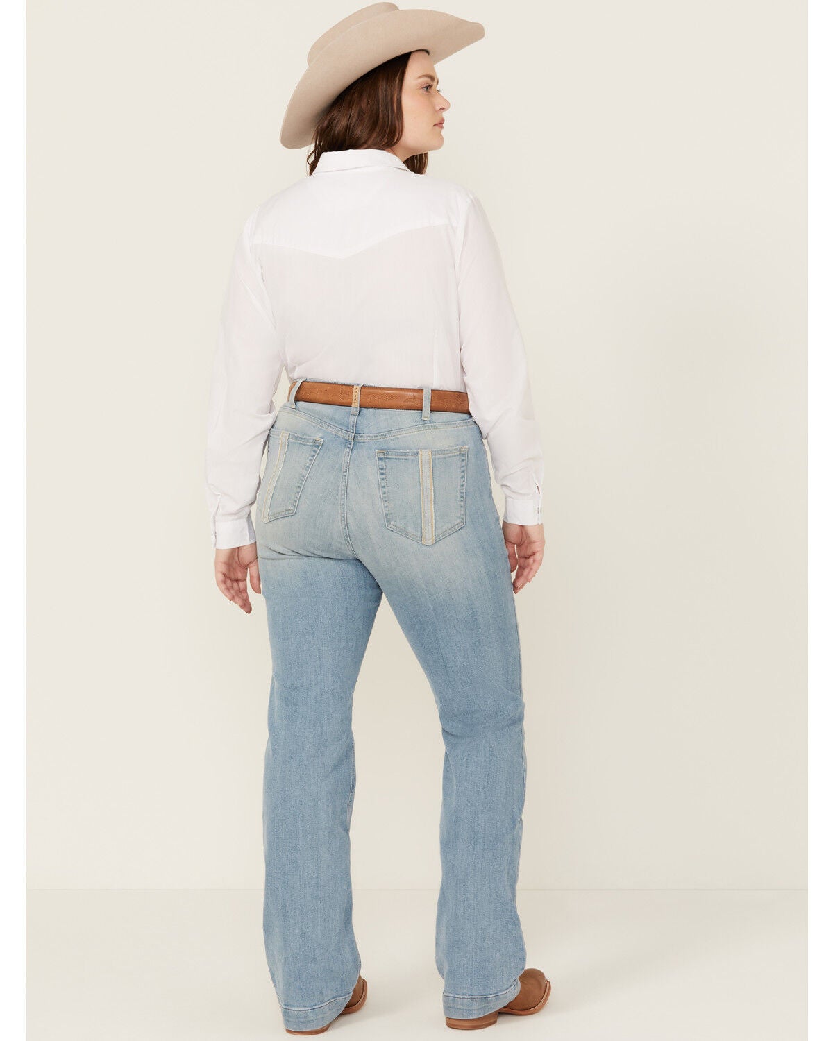 Ariat Women's Nia Light Wash Perfect Rise Slim Trouser Stretch Denim Jeans - Plus, Light Wash, hi-res