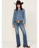 Image #1 - Wrangler Retro Women's Mae Medium Wash Mid Rise Stretch Trouser Jeans, Medium Wash, hi-res
