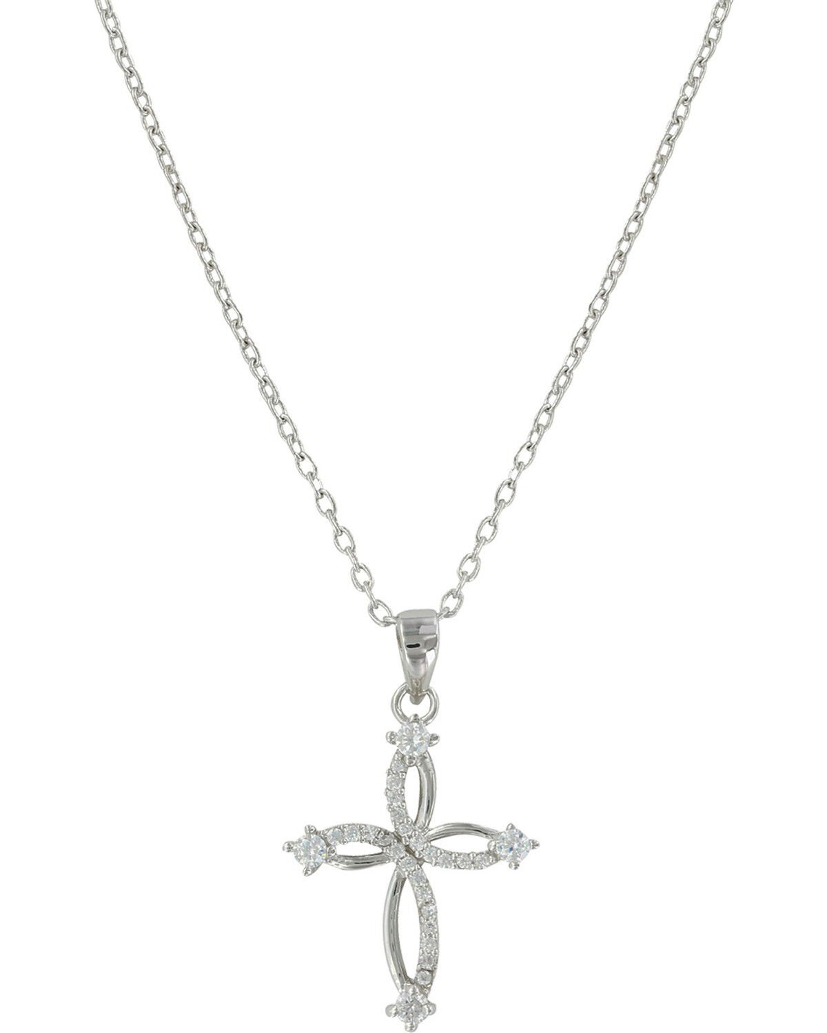Montana Silversmiths Women's Silver Tangled Arms Cross Necklace, Silver, hi-res