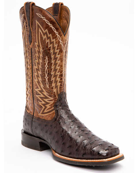 Image #1 - Ariat Men's Brown Platinum Full Quill Ostrich Boots - Square Toe , , hi-res
