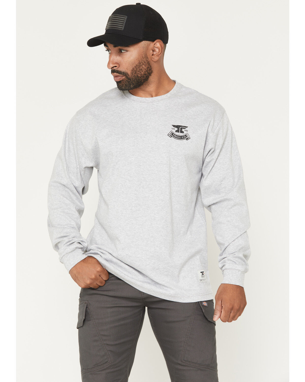 Image #2 - Troll Co Men's FR Haggler Long Sleeve Graphic Work T-Shirt, Medium Grey, hi-res