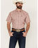 Image #1 - Cowboy Hardware Men's Boot Barn Exclusive Cube Plaid Print Short Sleeve Button-Down Western Shirt, Burgundy, hi-res