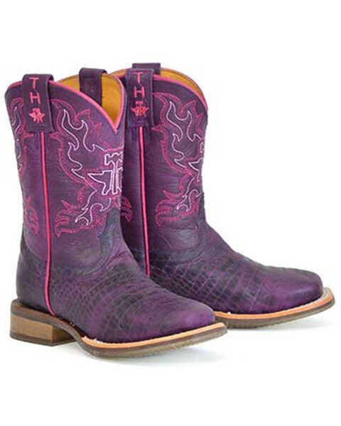 Tin Haul Little Girls' Purple People Eater Western Boots - Broad Square Toe, Purple, hi-res