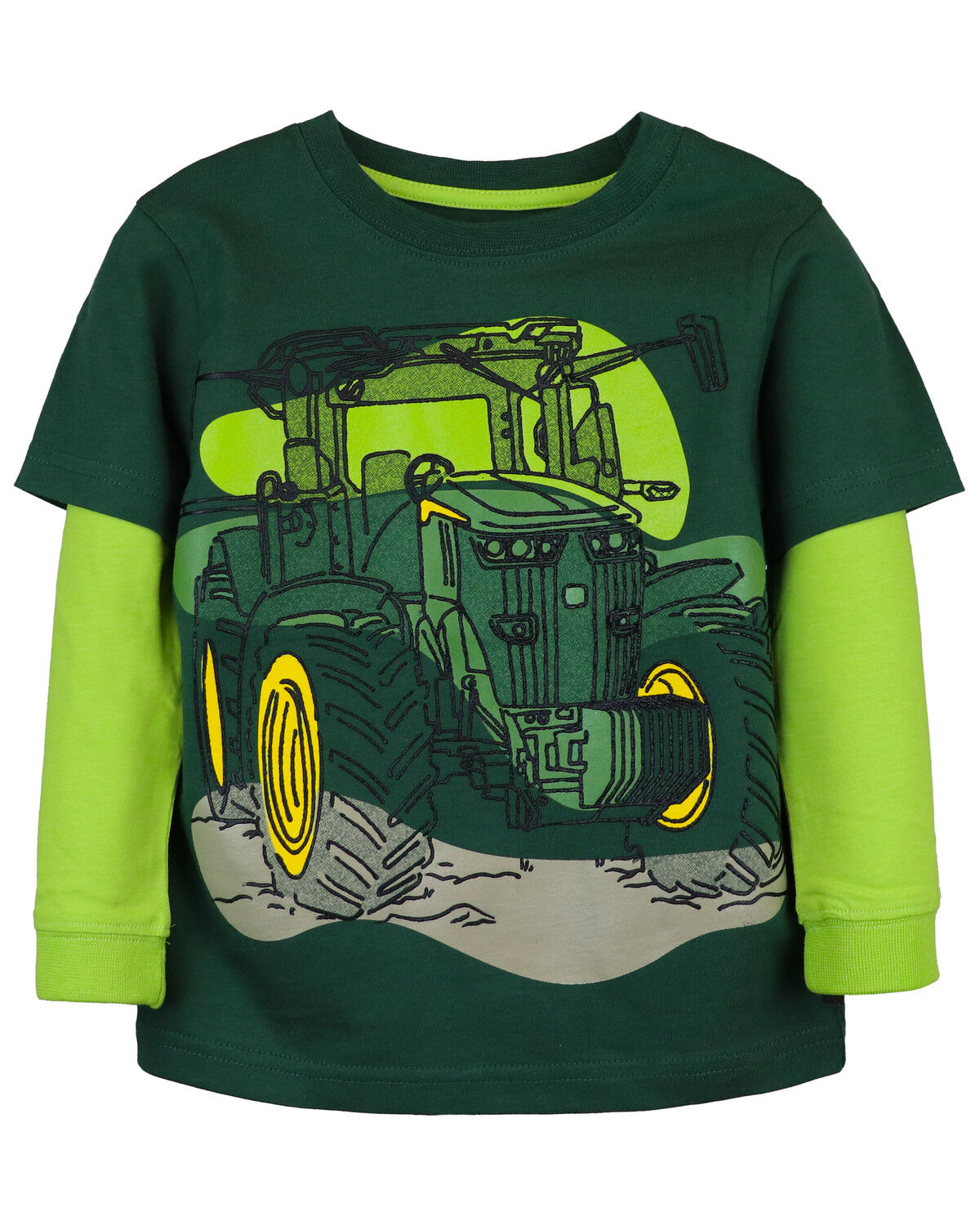 Image #1 - John Deere Toddler Boys' Line Tractor Long Sleeve T-Shirt, Dark Green, hi-res