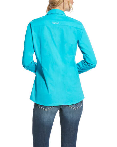 Image #2 - Ariat Women's Kirby Stretch Button Down Long Sleeve Shirt , Turquoise, hi-res