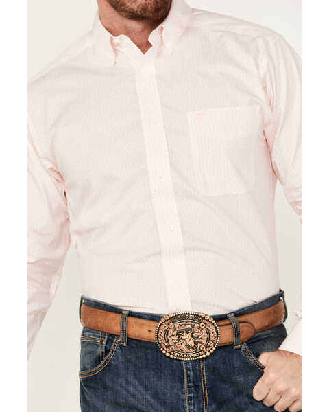 Image #3 - Ariat Men's Wrinkle Free Shilah Geo Print Long Sleeve Button-Down Western Shirt , Peach, hi-res