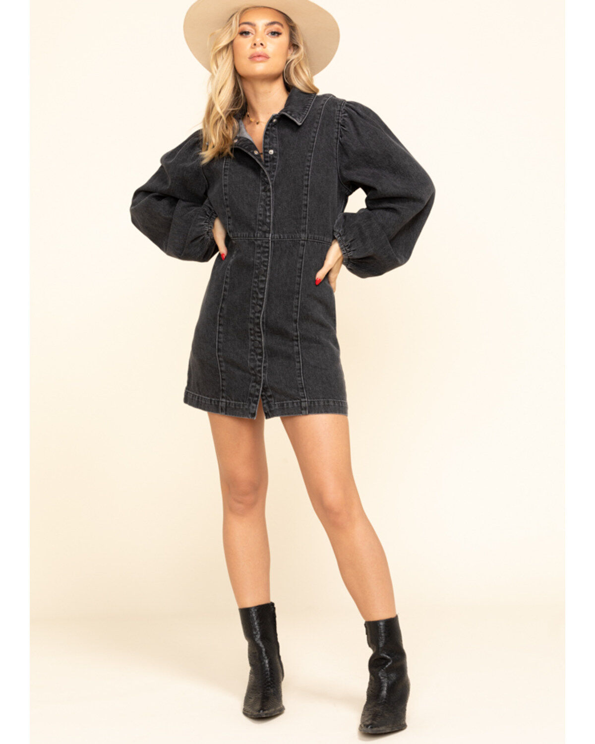 womens black denim dress